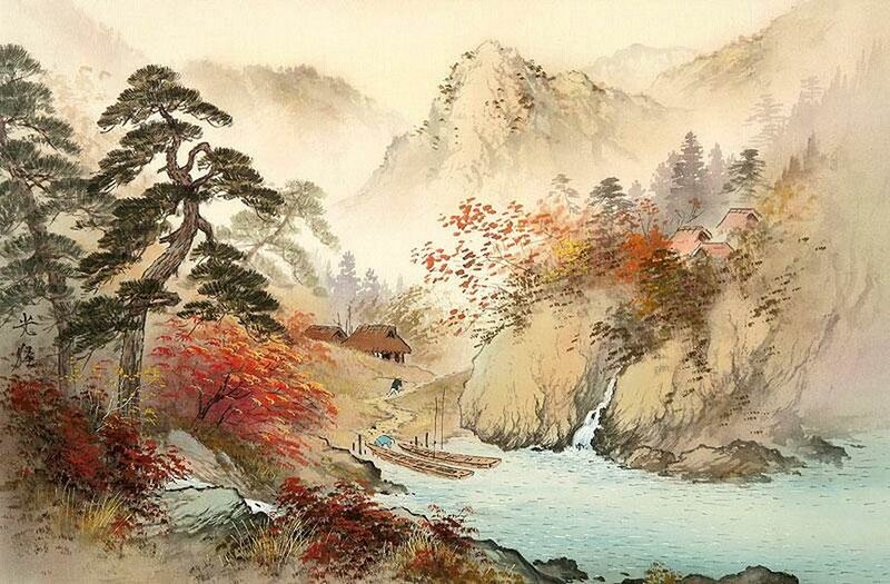 Autumn Mountain Village — Red