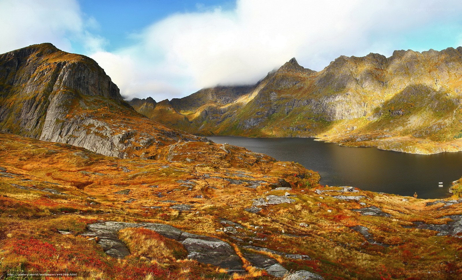 Autumn mountains and lake