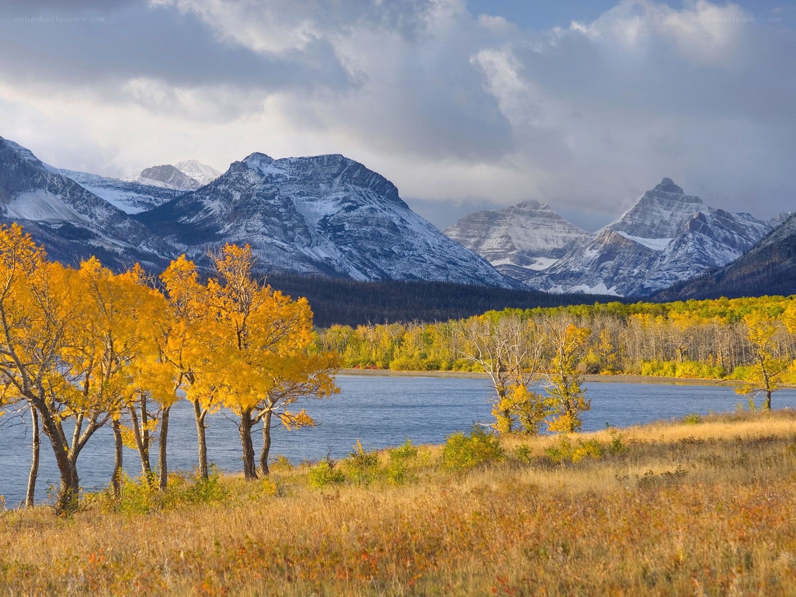Autumn mountains and lake