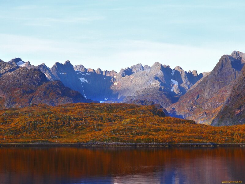 Autumn Mountains and Lake — Orange