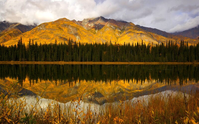 Autumn Mountains and Lake — Yellow