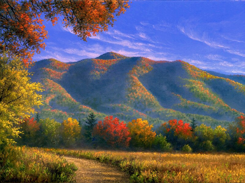 Autumn Mountains Landscape — Blue, Serene