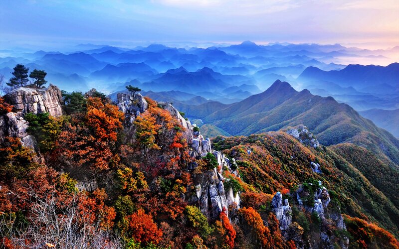 Autumn Mountains Landscape — Blue