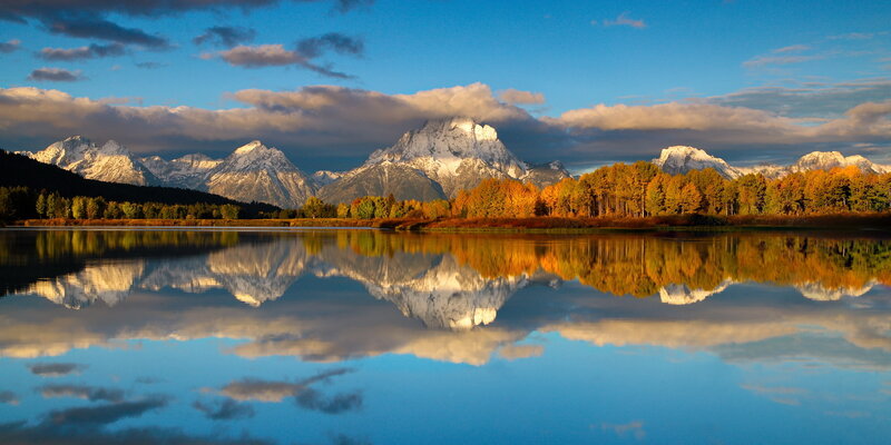 Autumn mountains reflected in a lake