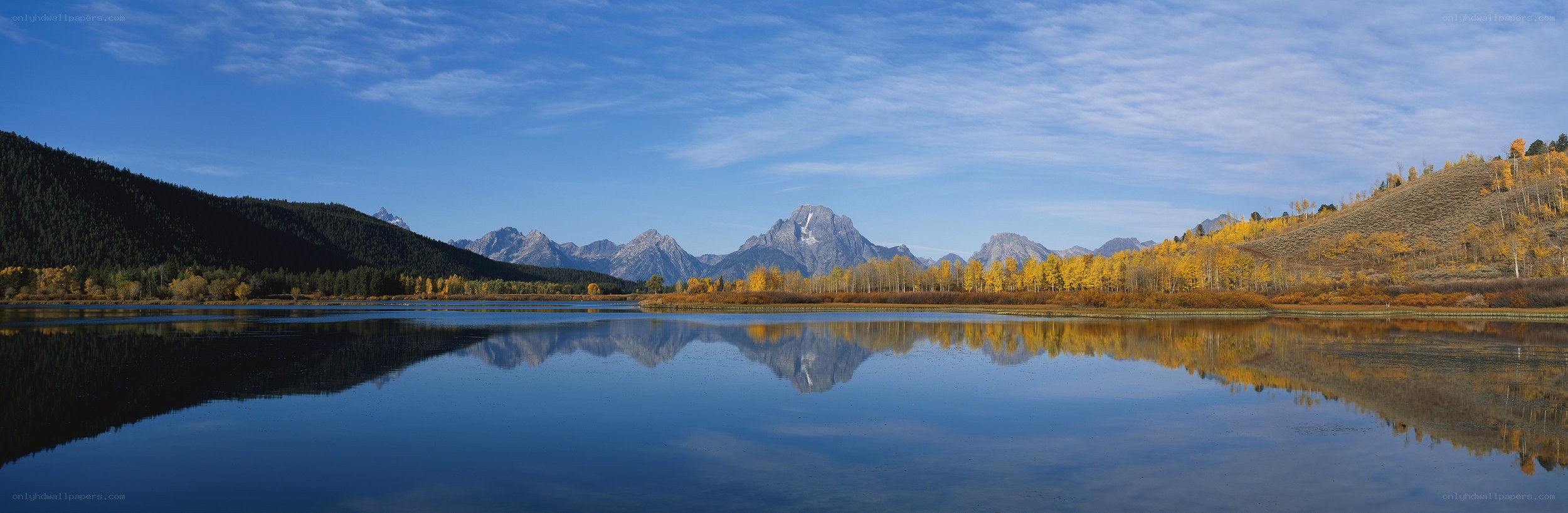 Autumn mountains reflected in a lake