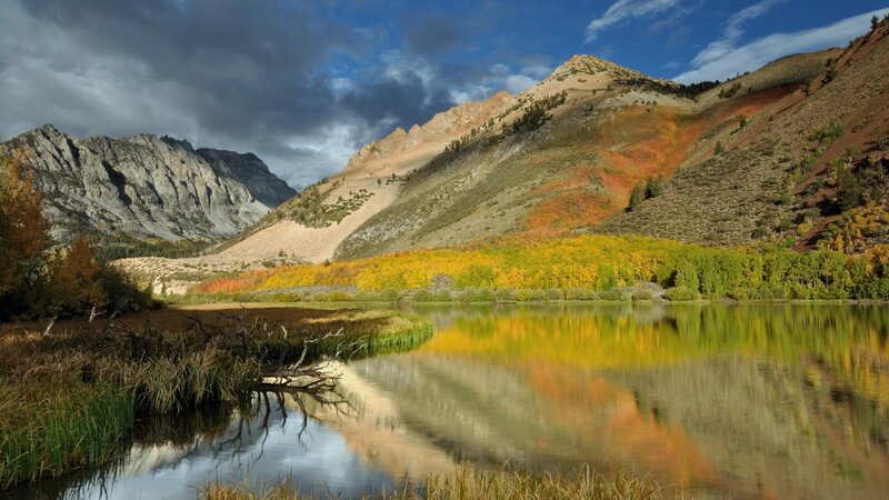 Autumn mountains reflected in a lake