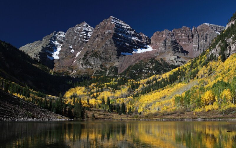 Autumn mountains reflected in a lake