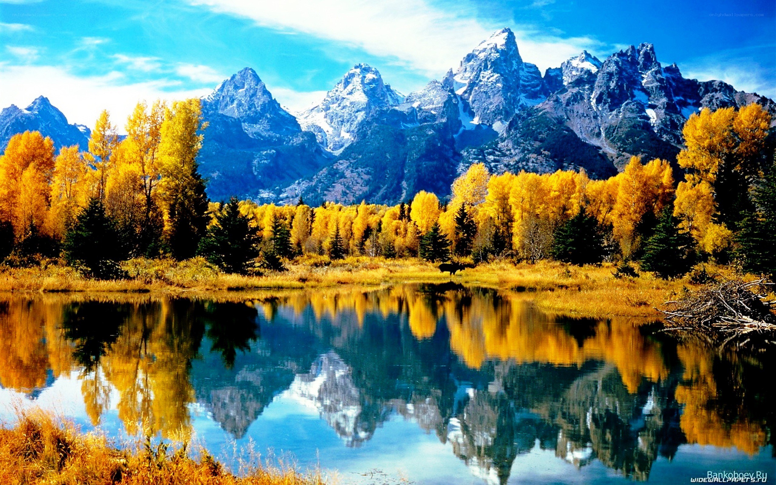 Autumn mountains reflected in a lake