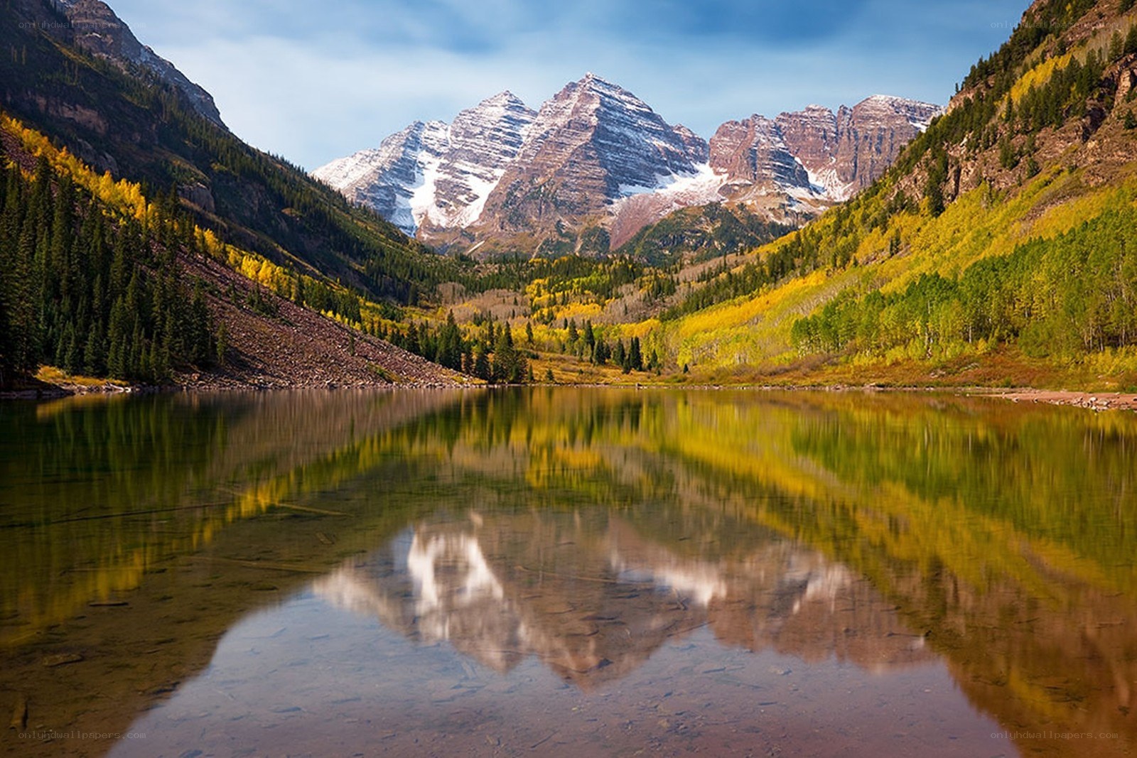 Autumn mountains reflected in a lake