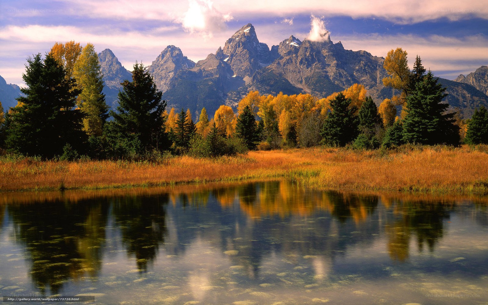 Autumn mountains reflected in a lake