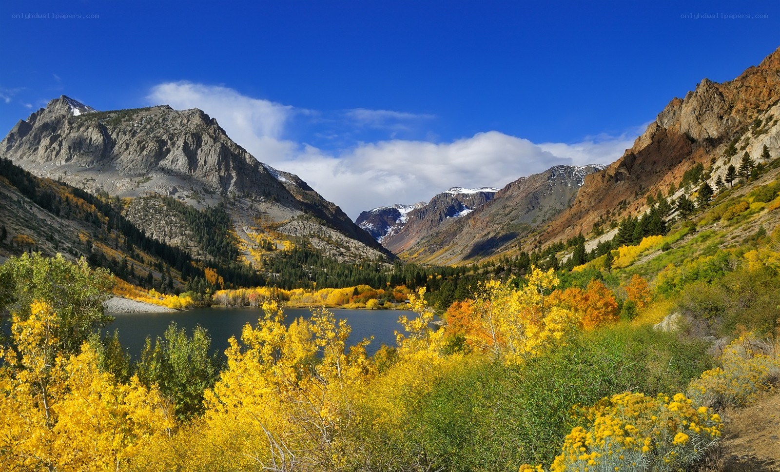 Autumn mountains with lake