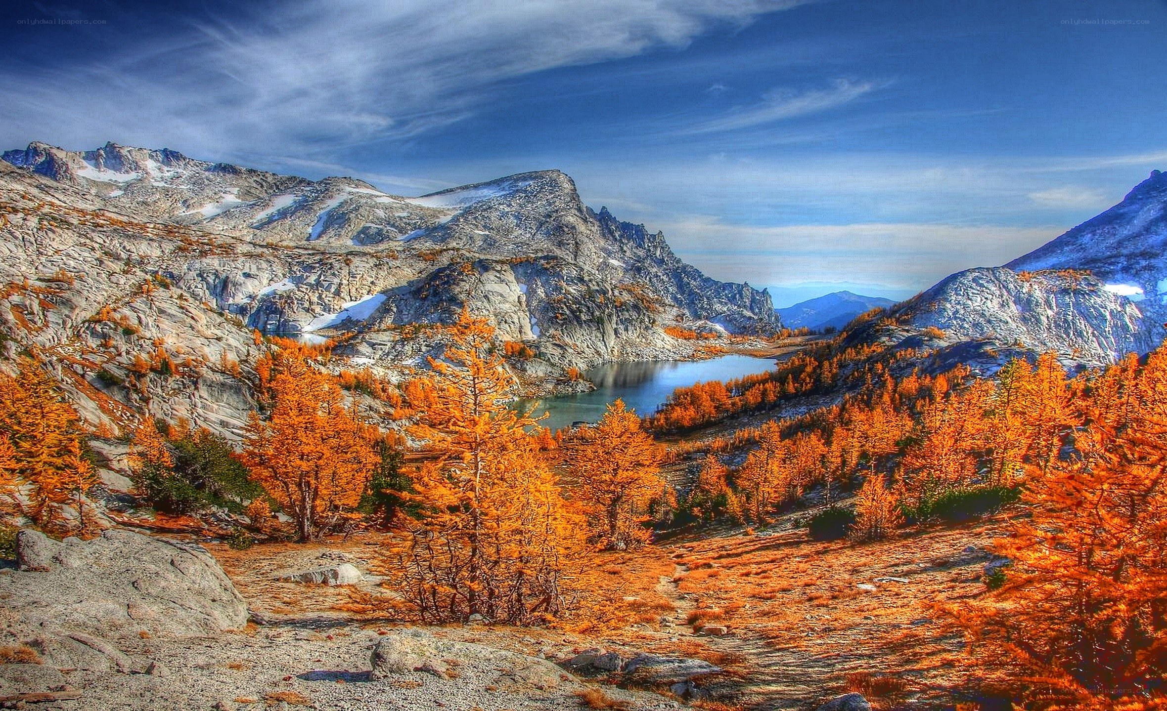 Autumn mountains with lake
