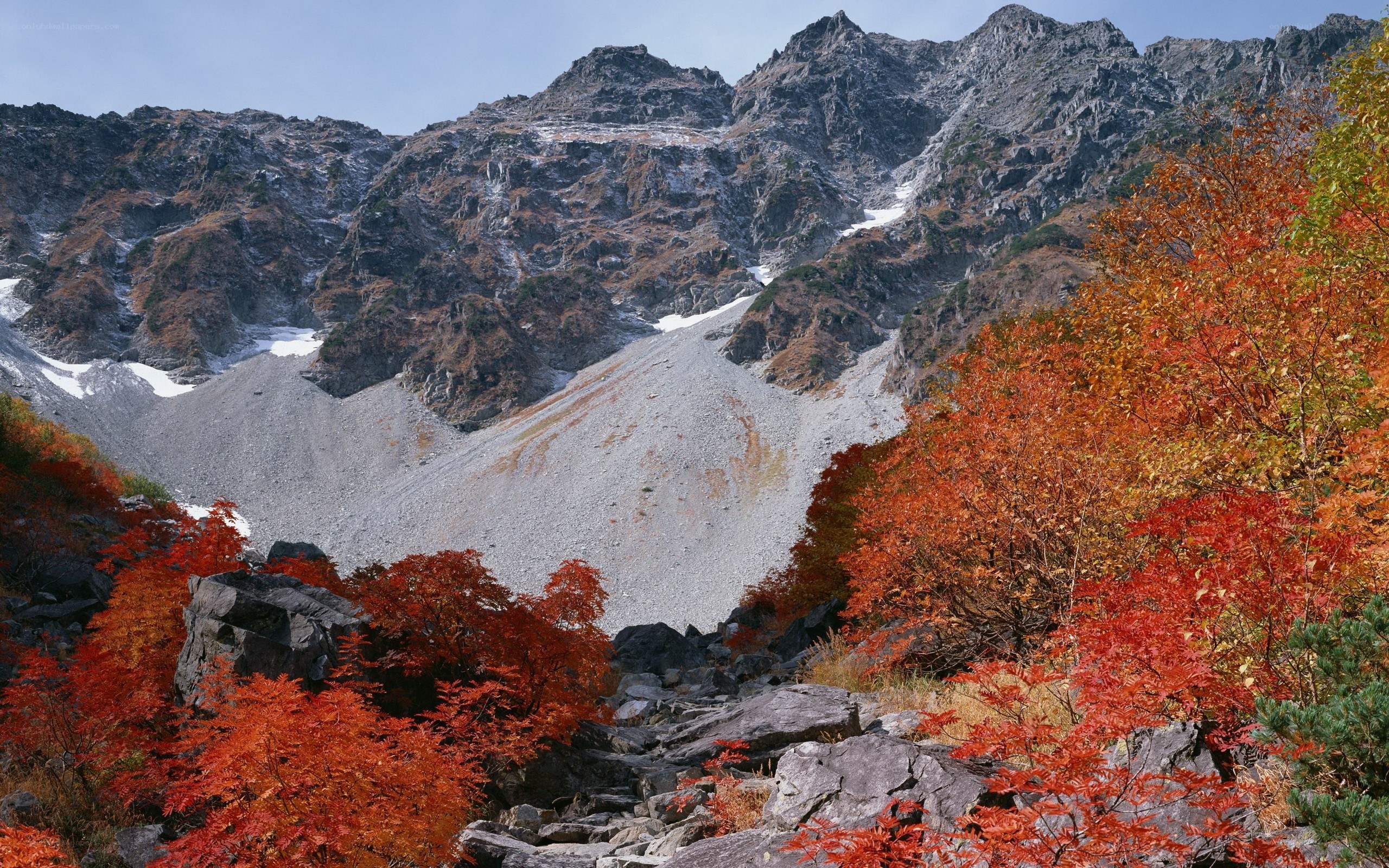 Autumn mountains with red foliage
