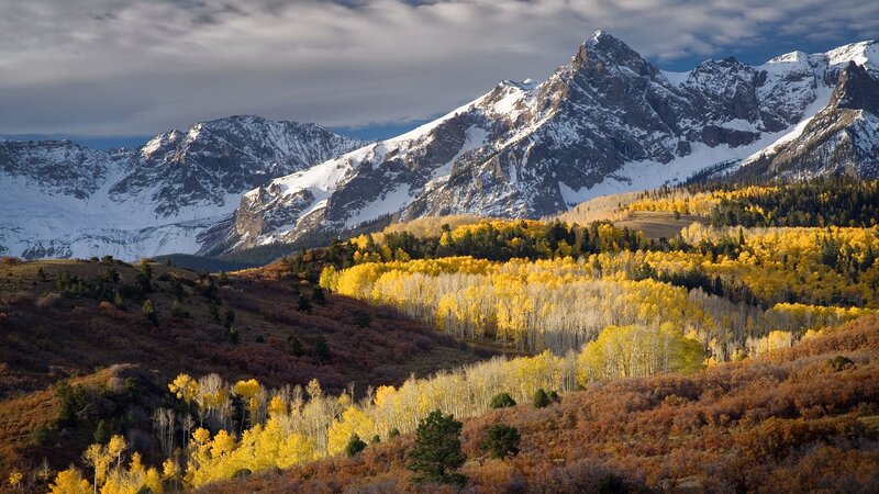 Autumn mountains with snow