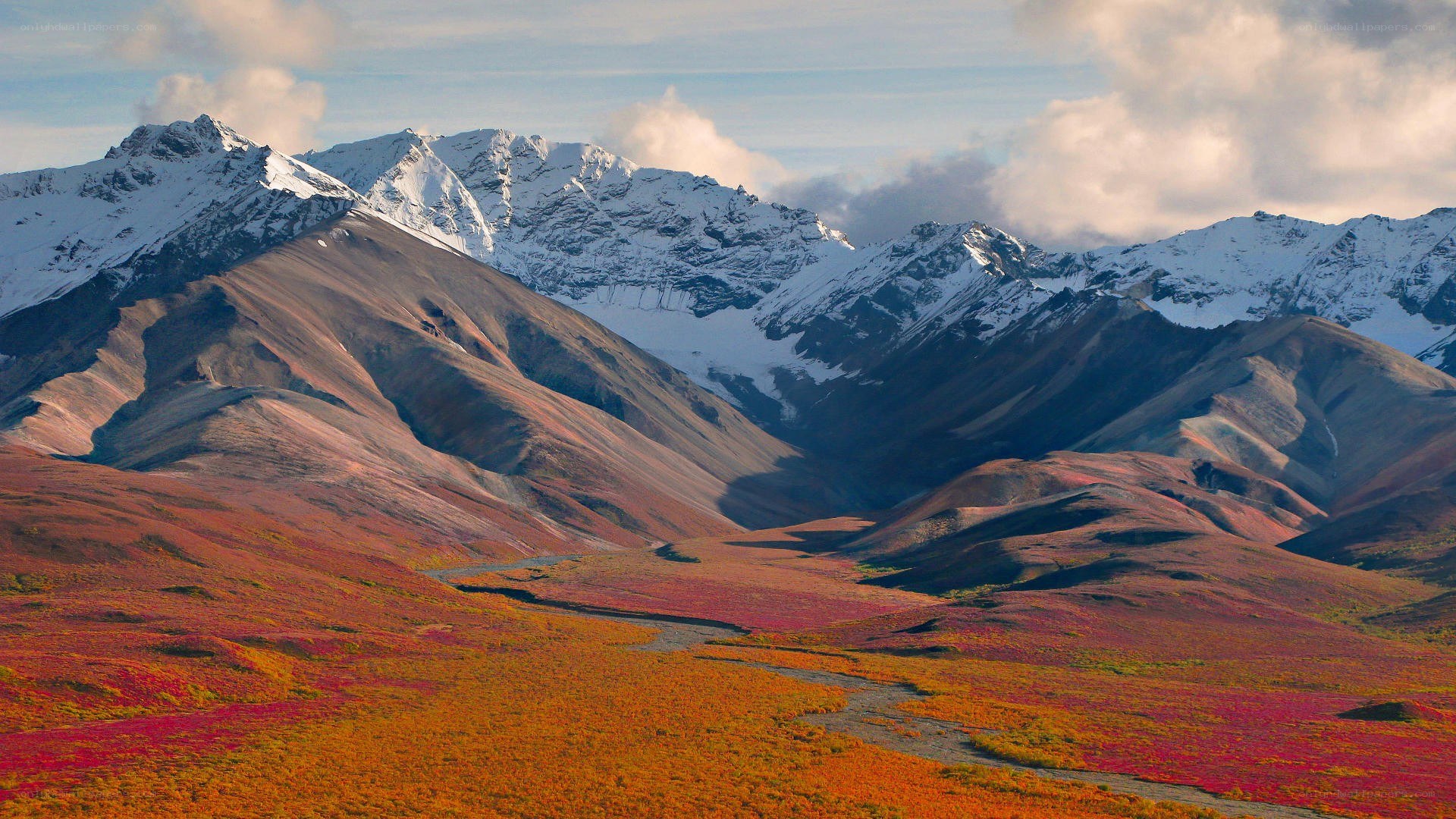 Autumn mountains with snow