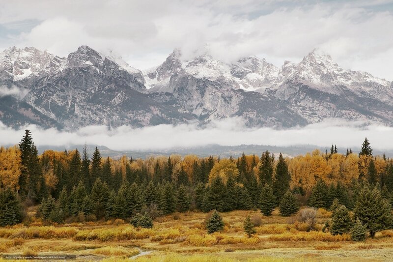Autumn mountains with snow