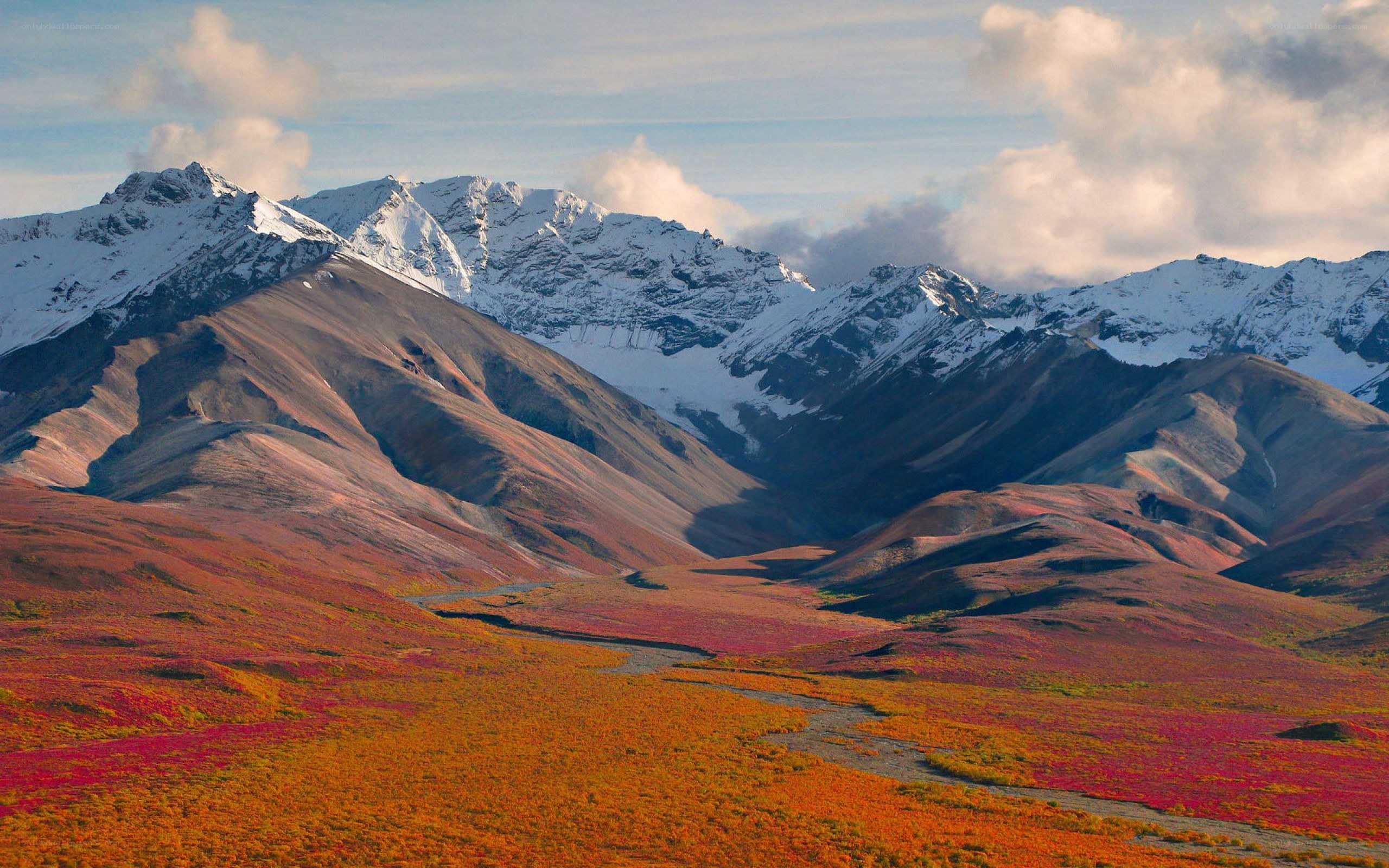 autumn mountains with snow