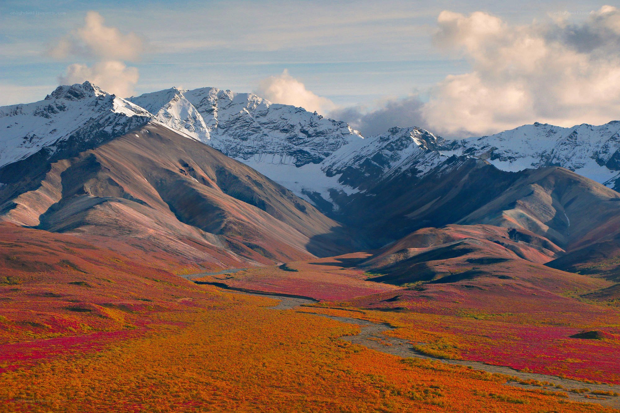 autumn mountains with snow