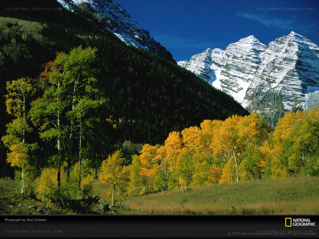 Autumn mountains with snow