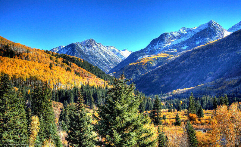 Autumn mountains with snow