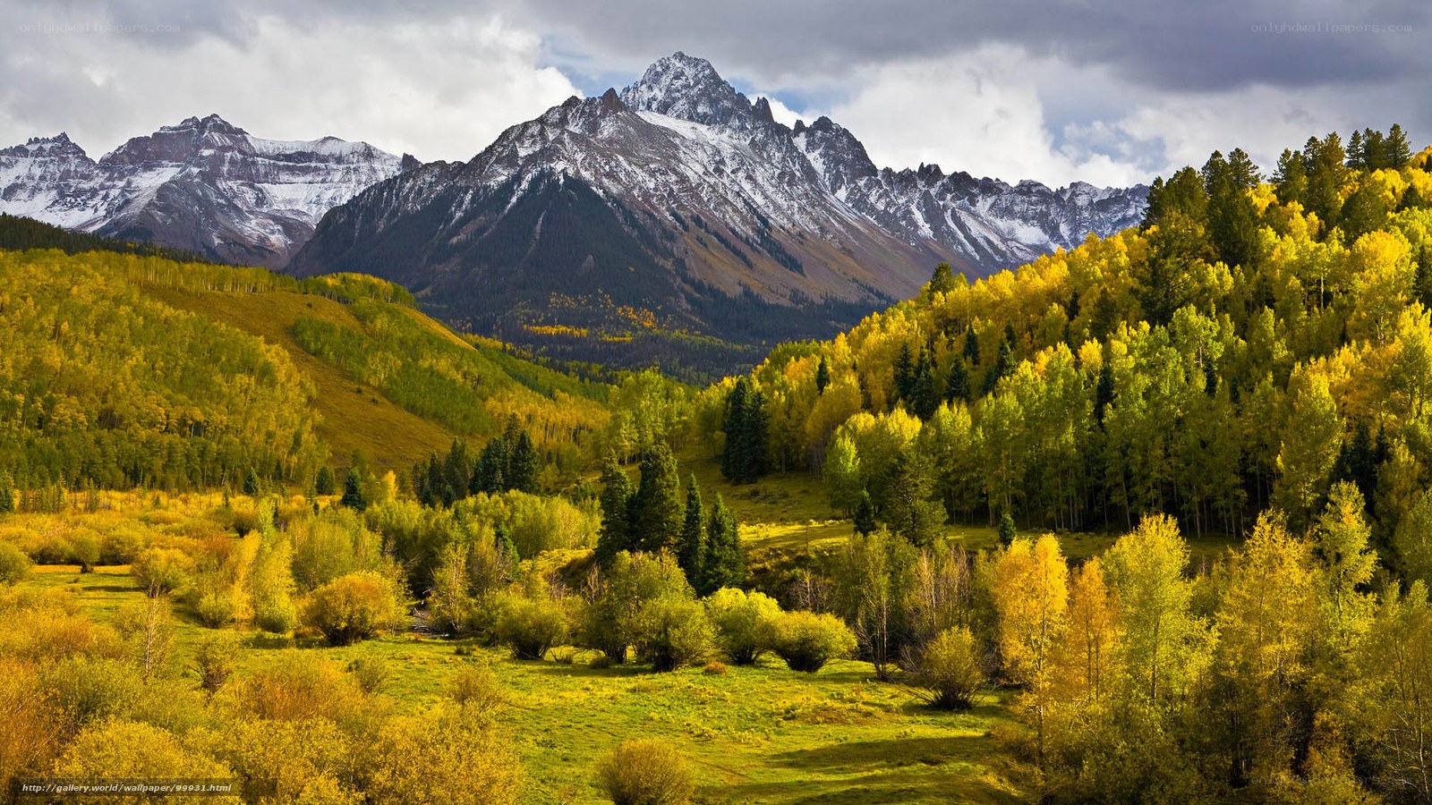 Autumn mountains with snow