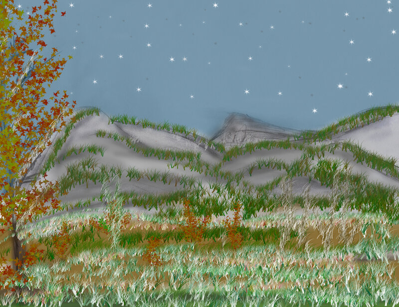 Autumn night landscape