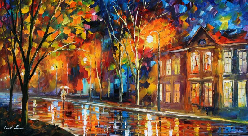 Autumn night street scene