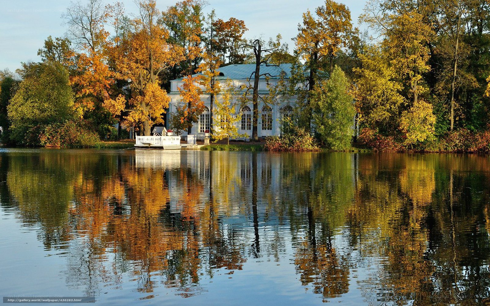 Autumn palace by the lake