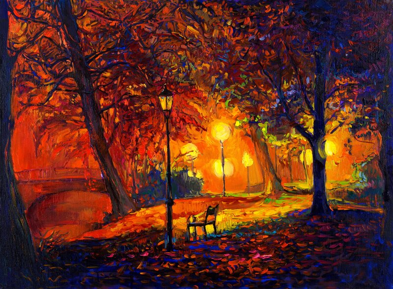 Autumn Park at Night — Orange