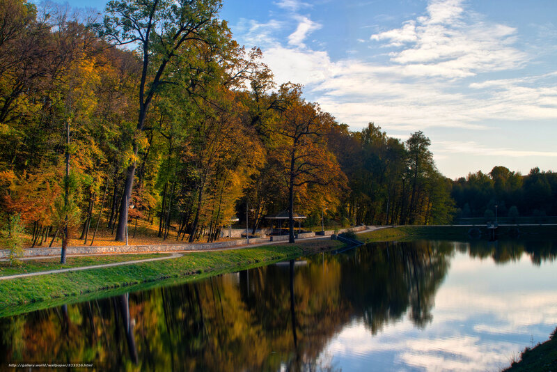 Autumn park by the lake