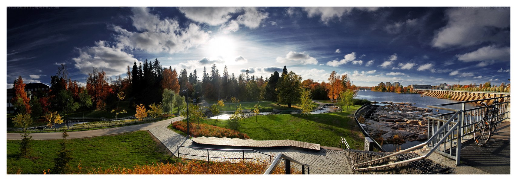 Autumn park by the river