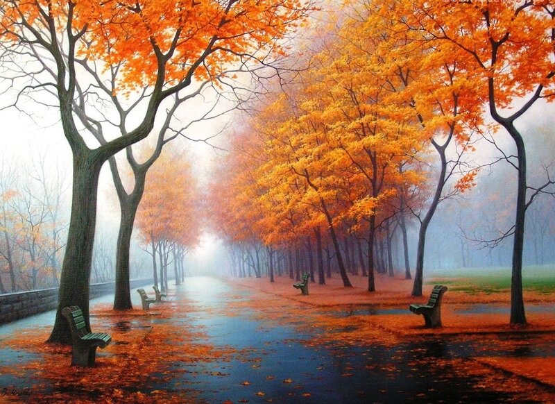 Autumn Park Path — Orange