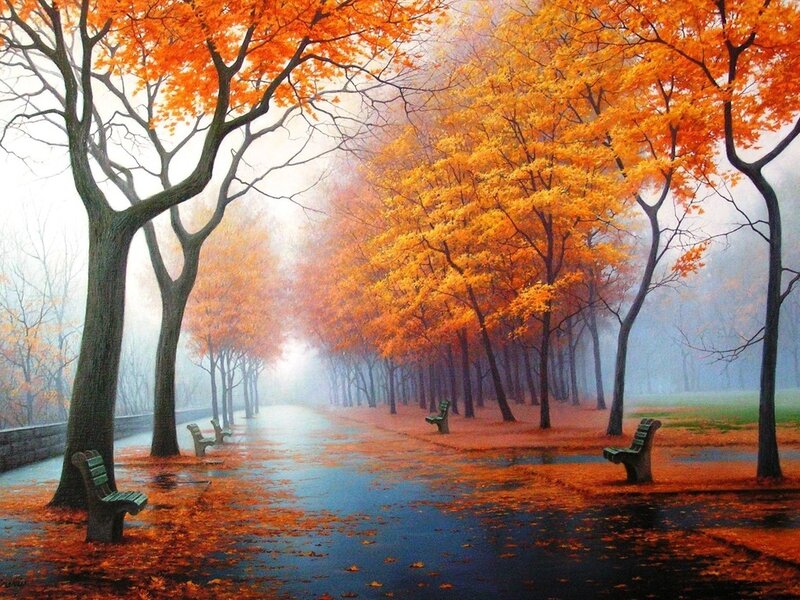 Autumn Park Pathway — Orange