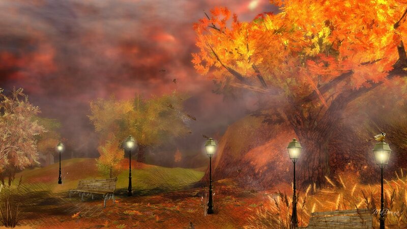 Autumn Park Scene — Orange
