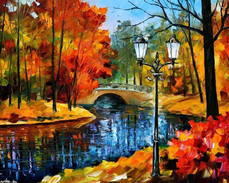 Autumn Park Scene — Red, Serene
