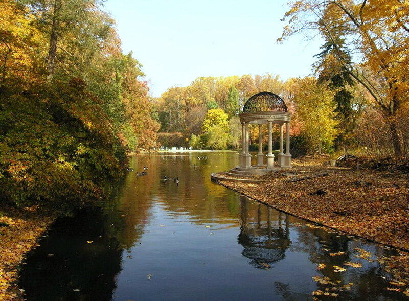 Autumn park with gazebo