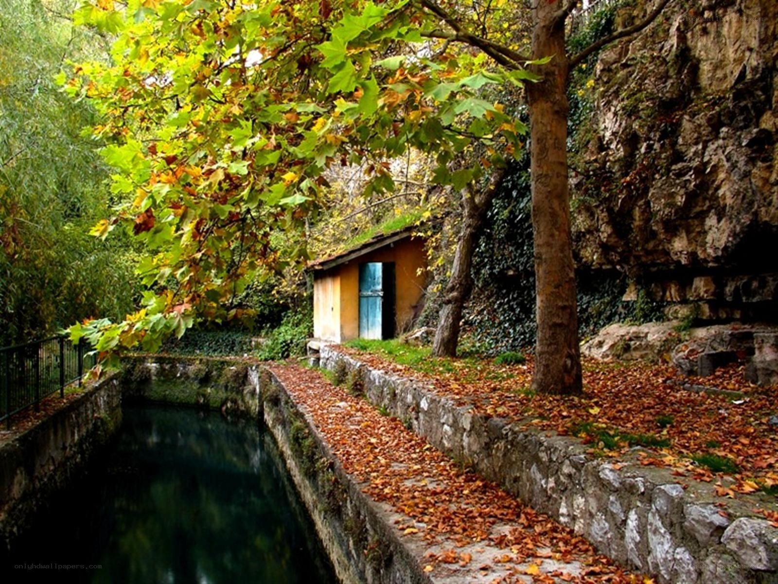 Autumn path by a canal