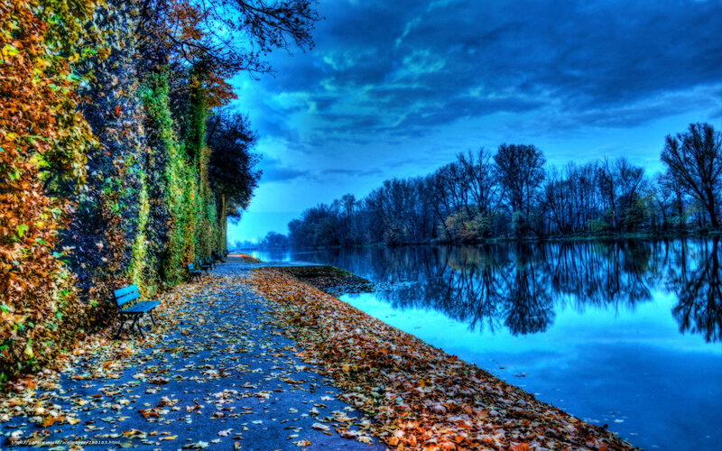 Autumn path by the river