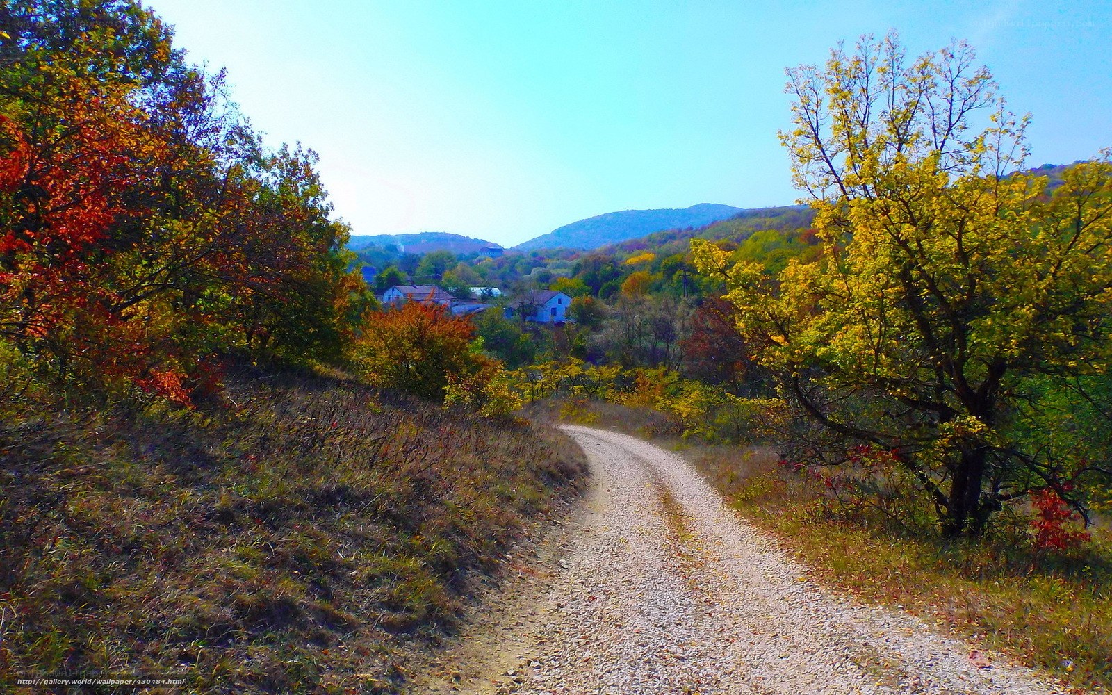 Autumn path to village