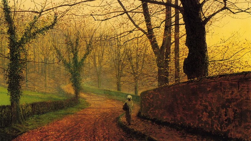 Autumn path with a figure