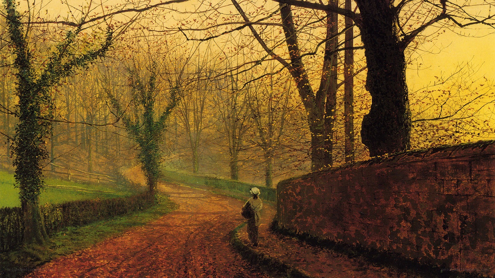 Autumn path with a figure