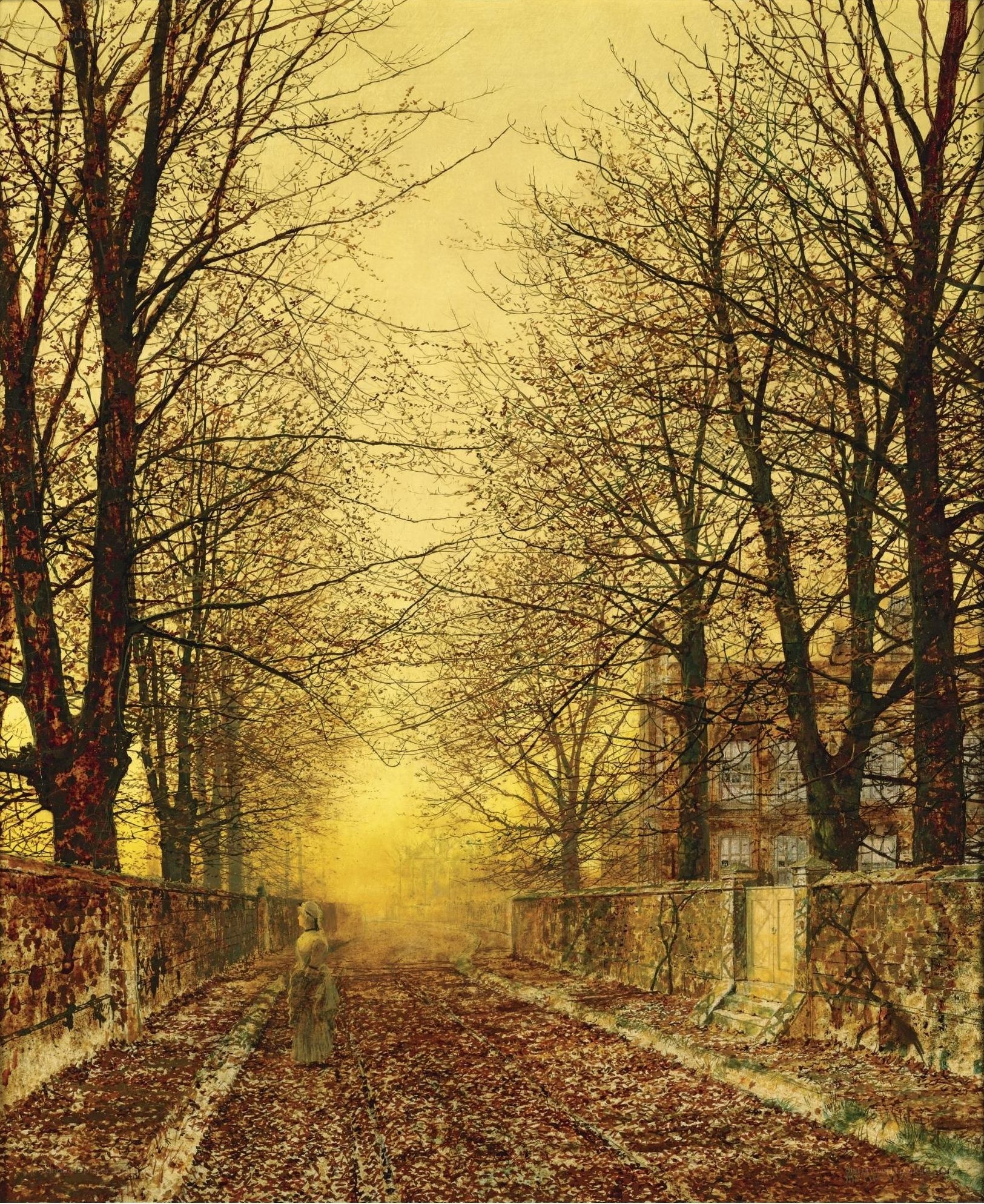 Autumn path with a figure