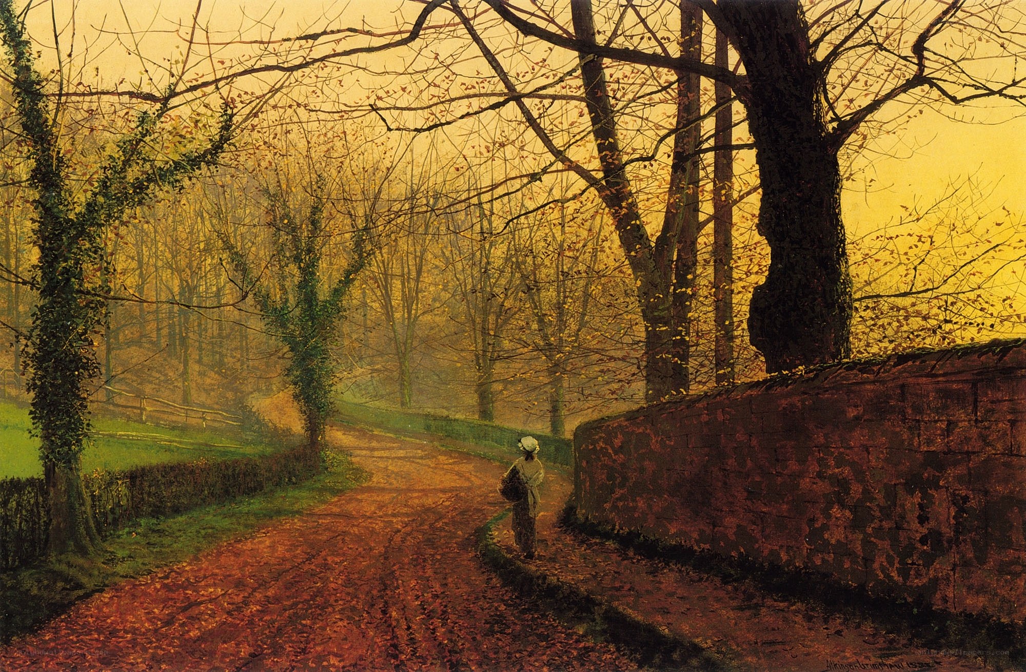 Autumn path with a figure