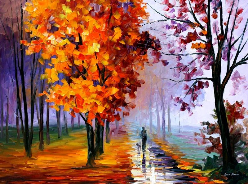 Autumn path with trees