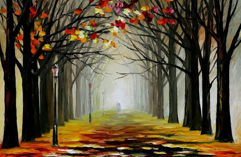 Autumn path with trees