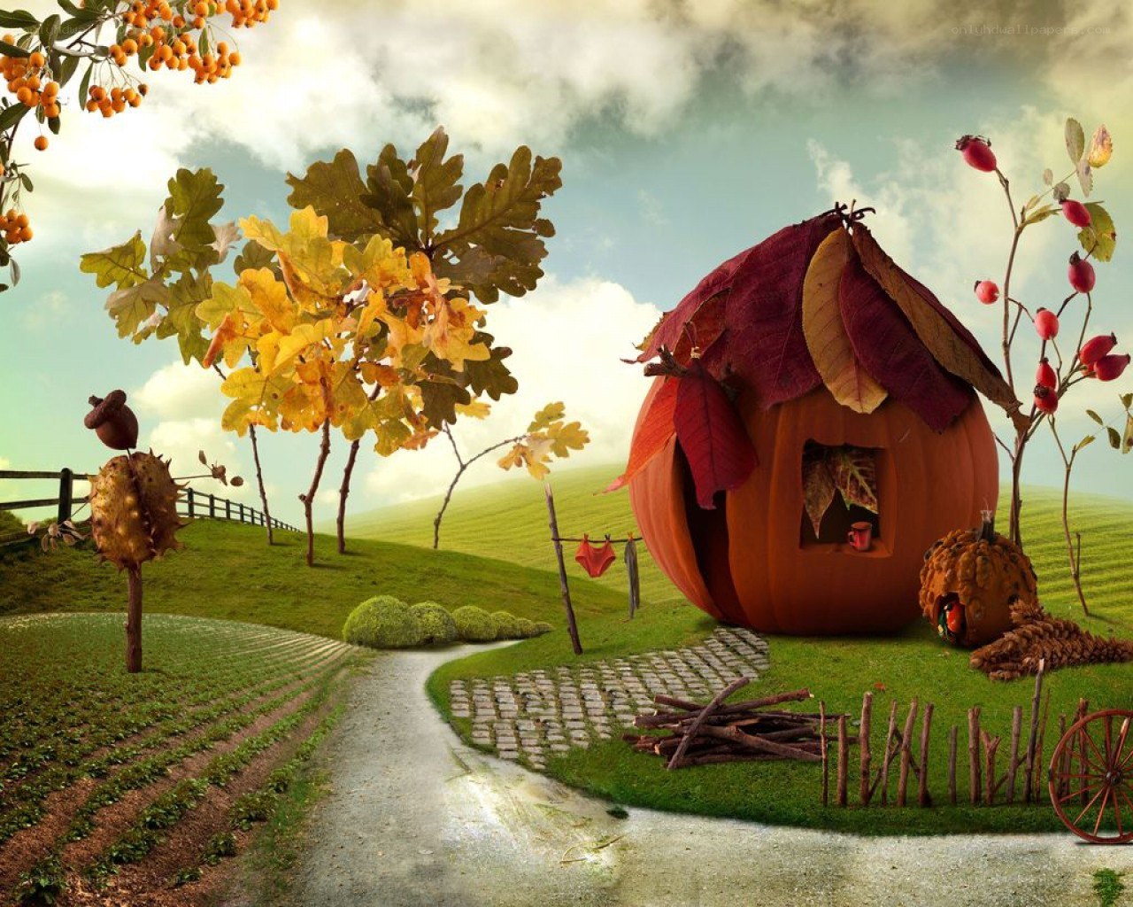 Autumn pumpkin house