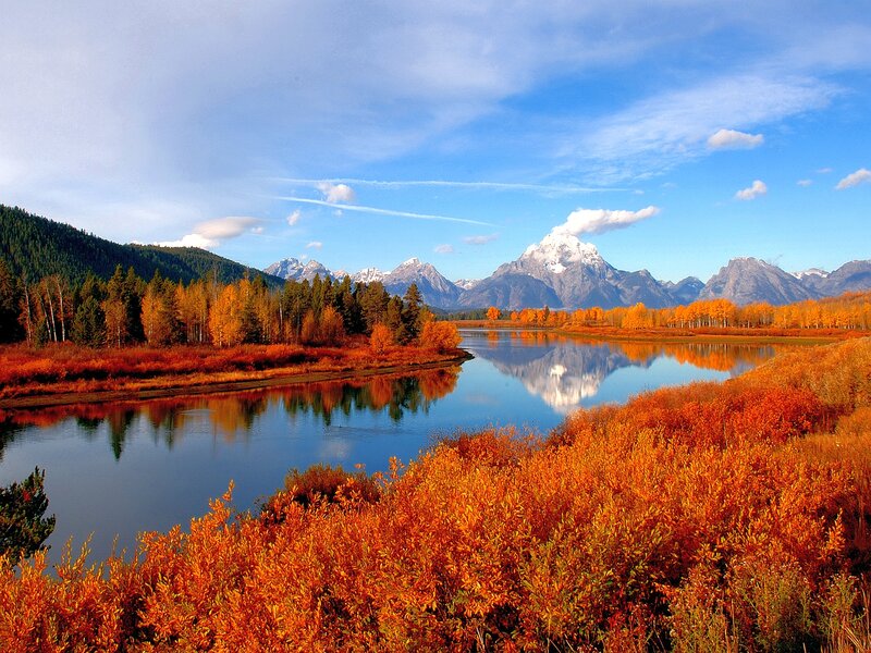 Autumn River and Mountains