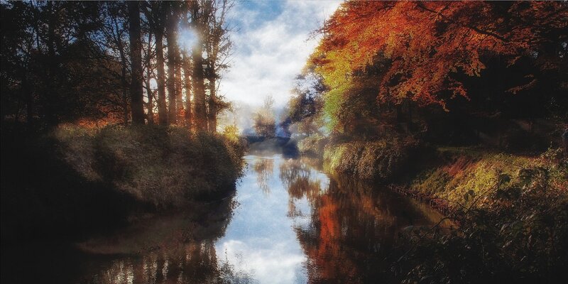 Autumn river at sunrise
