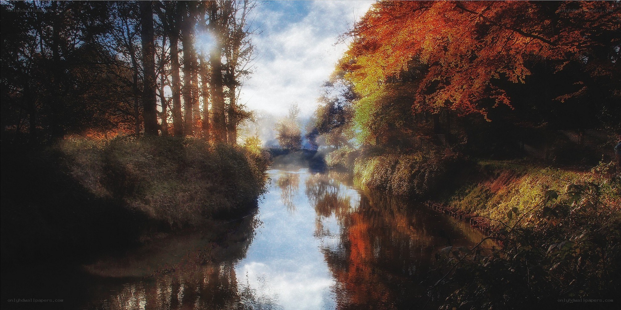 Autumn river at sunrise