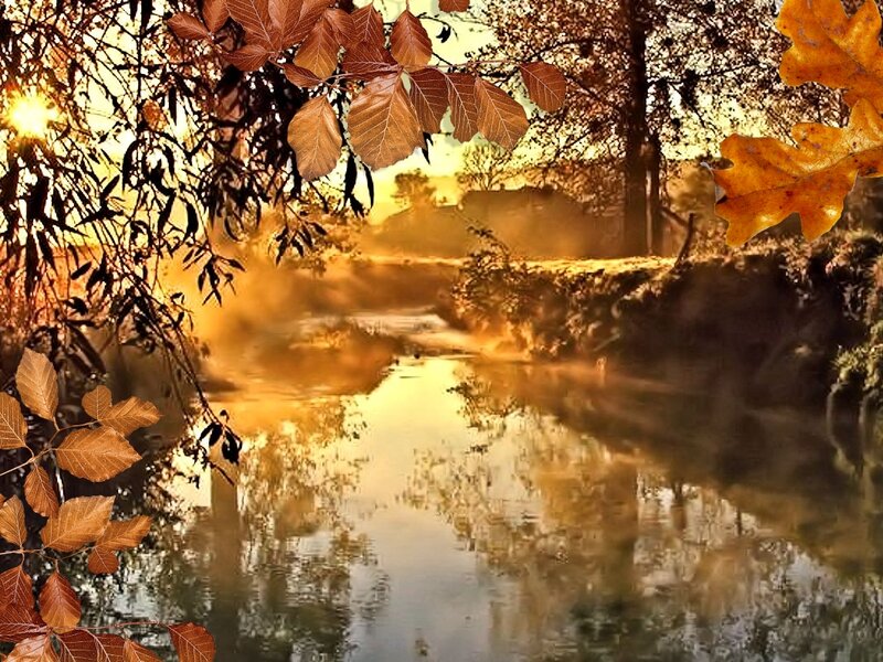 Autumn River at Sunrise — Orange